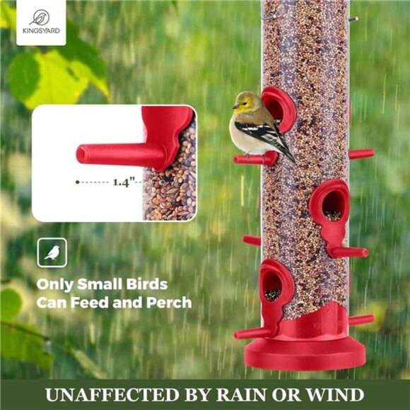 New 2 Pack Tube Bird Feeders for Outdoors Hanging, Premium Hard Plastic - Picture 4 of 6